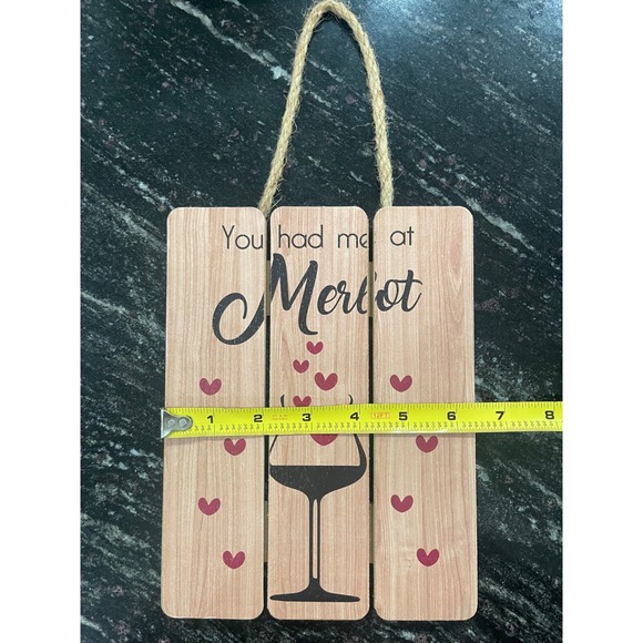 Wine Decor You Had Me At Merlot Wall Art Hanging‎ Sign Home Bar Decor - Picture 5 of 8